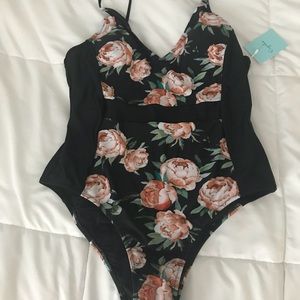Floral one piece bathing suit